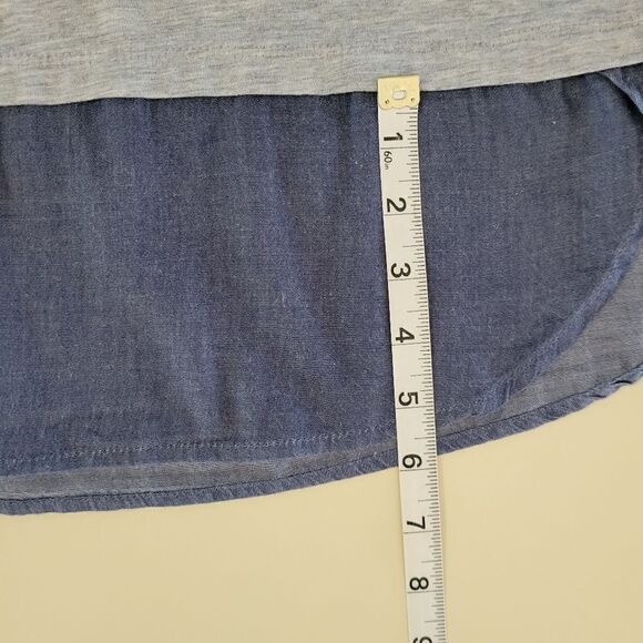 Style & Co. Women's Heart Trimmed Gray with Navy Casual Long Sleeve Pullover Top - Picture 6 of 14